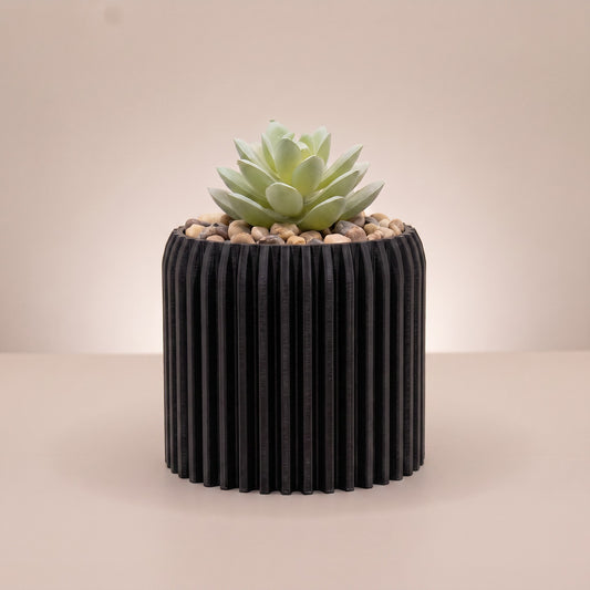 Flute Planter with Artificial Succulent