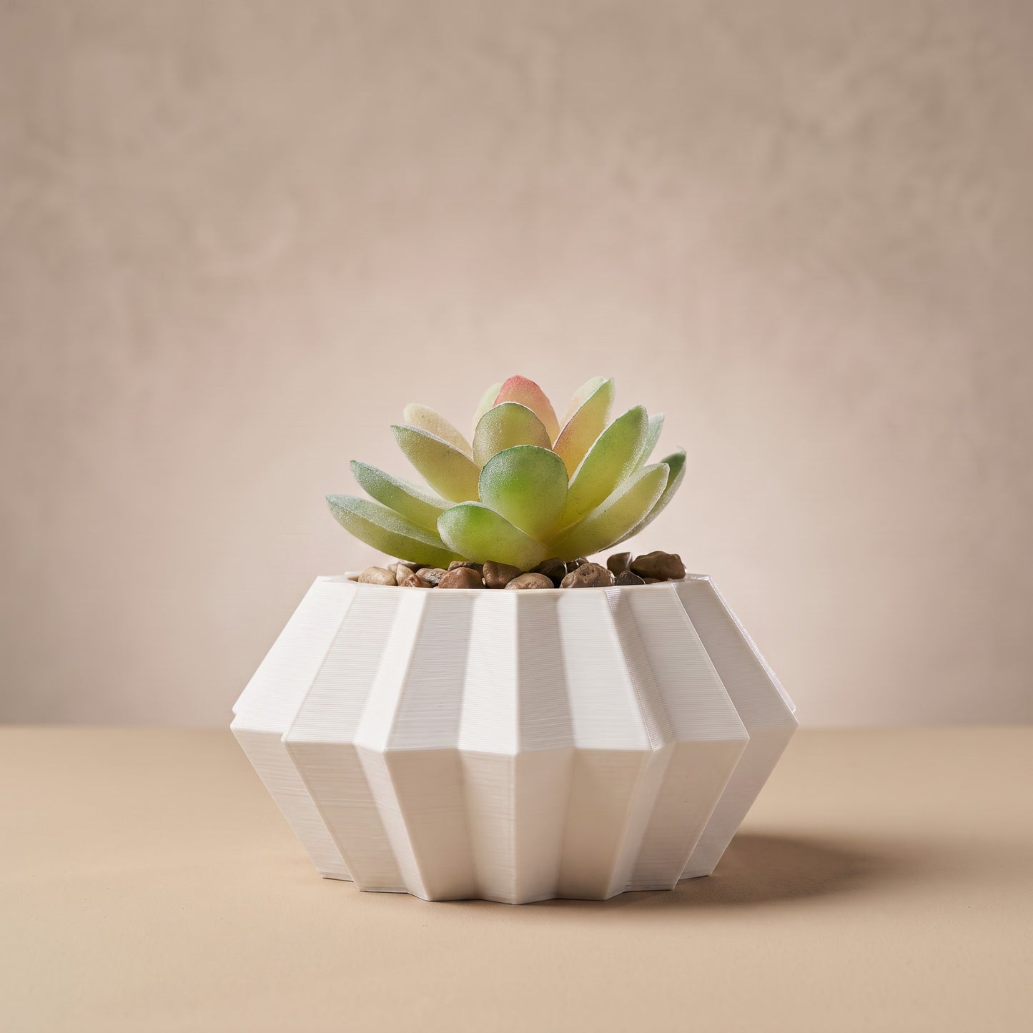 Facet Planter with Artificial Succulent