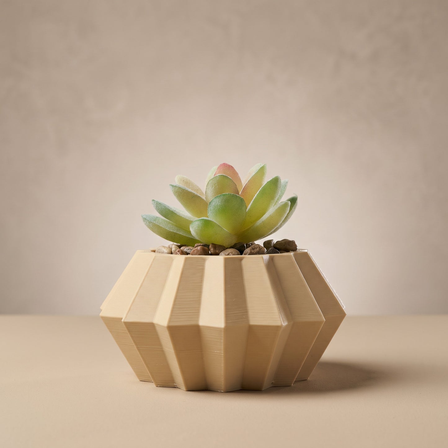 Facet Planter with Artificial Succulent