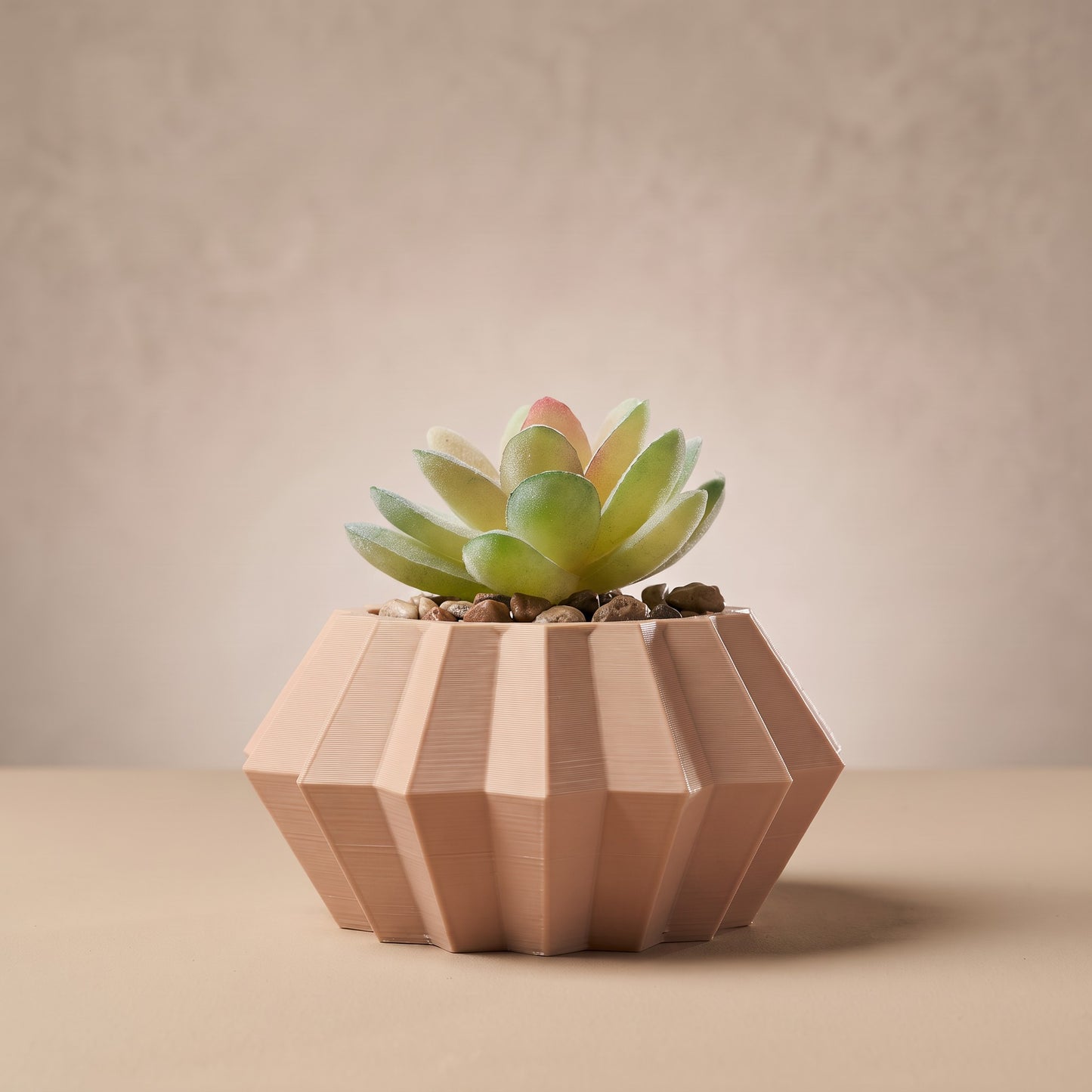 Facet Planter with Artificial Succulent