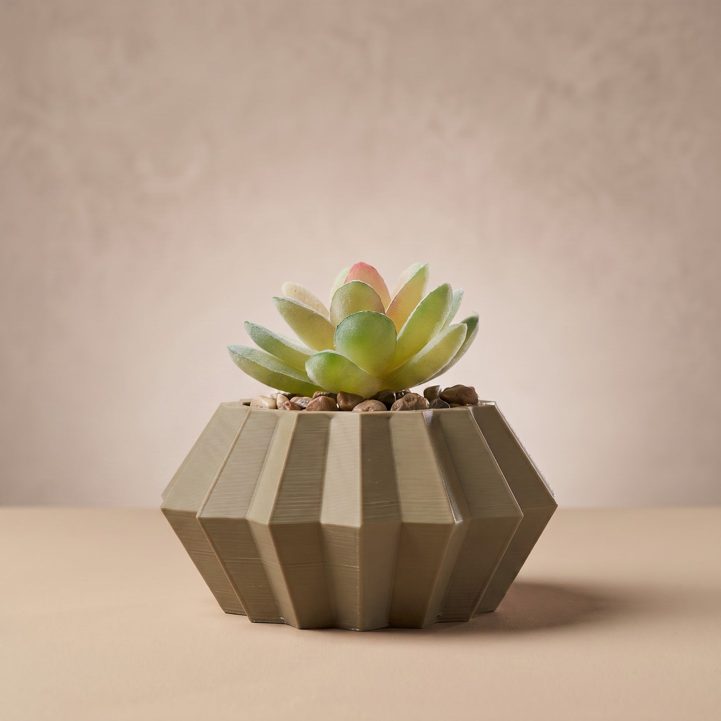 Facet Planter with Artificial Succulent