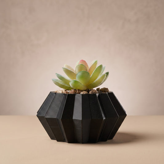 Facet Planter with Artificial Succulent