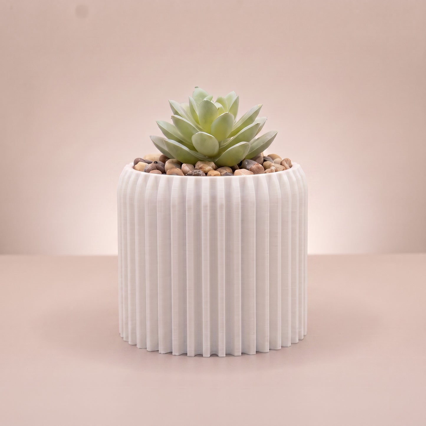Flute Planter with Artificial Succulent