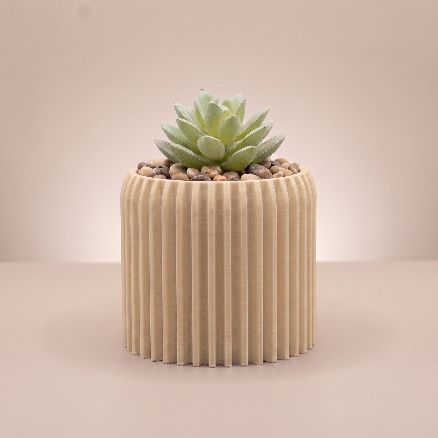 Flute Planter with Artificial Succulent