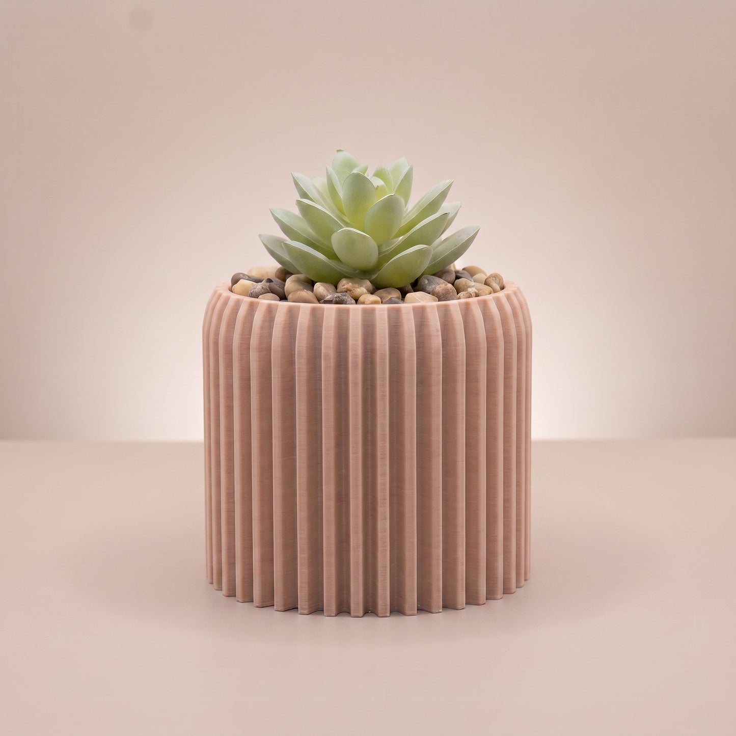 Flute Planter with Artificial Succulent