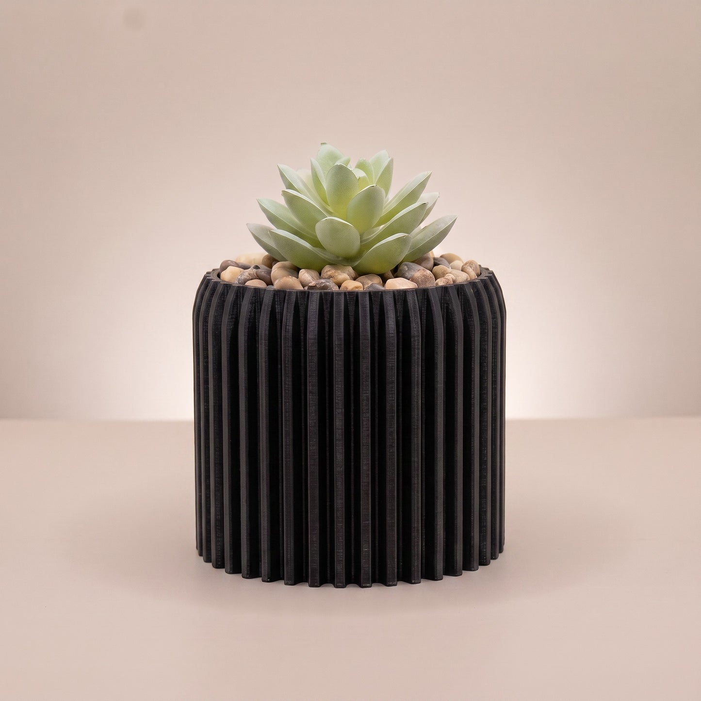 Flute Planter with Artificial Succulent