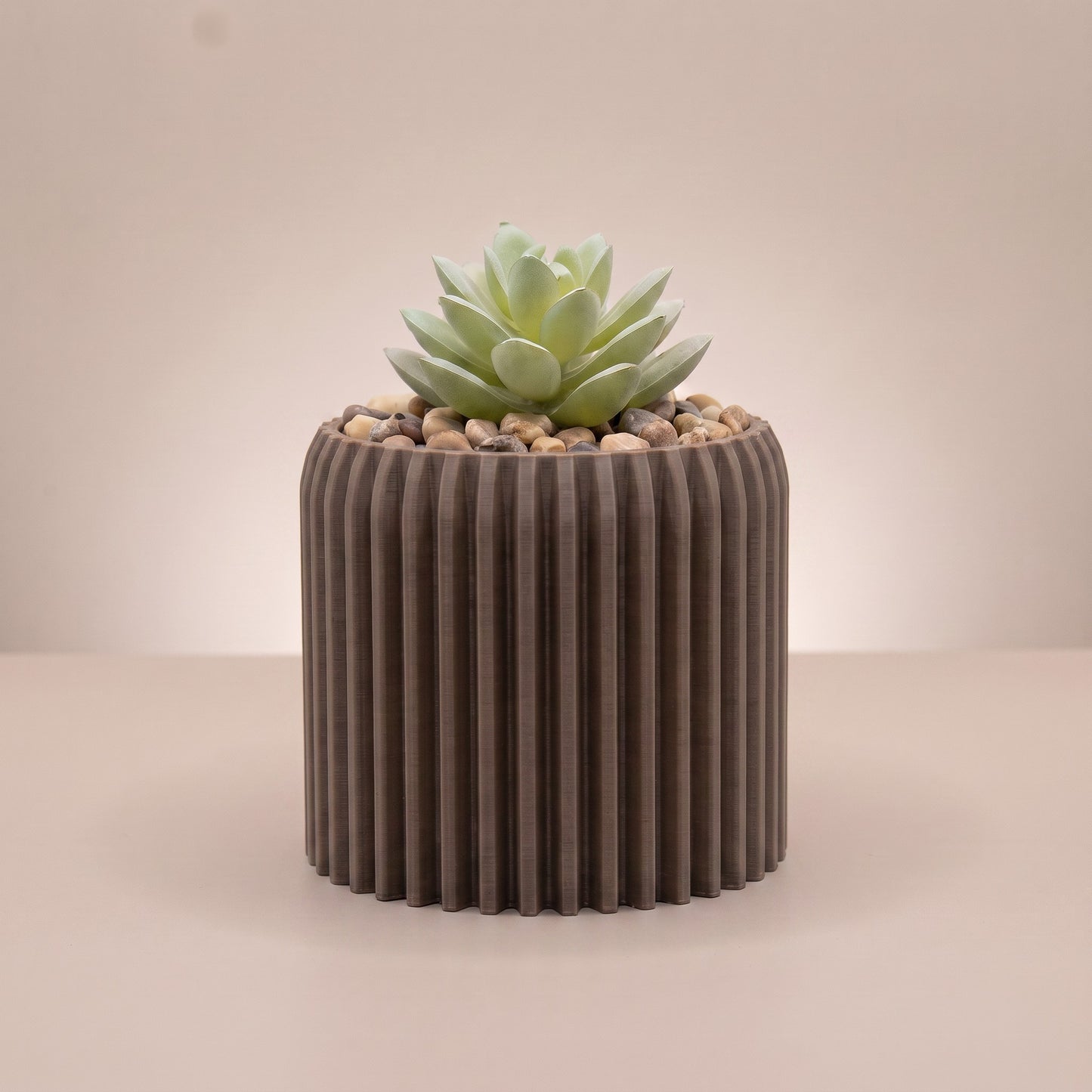 Flute Planter with Artificial Succulent